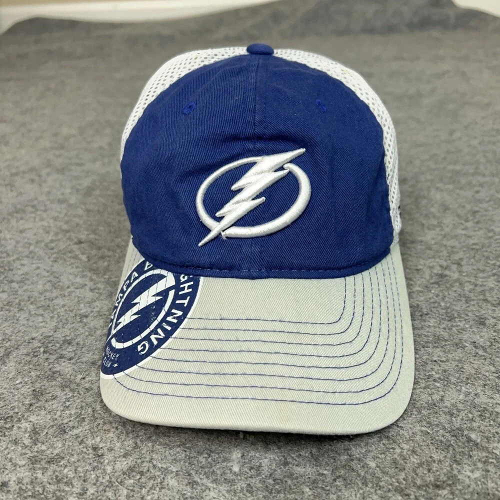Tampa Bay Lightning Hat Cap Fitted Mens Small‎ Blue White NHL Hockey Reebok Mesh